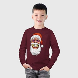 Лонгслив хлопковый детский Довольный Санта, цвет: меланж-бордовый — фото 2