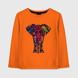 Лонгслив хлопковый детский  Слон с орнаментом, цвет: оранжевый