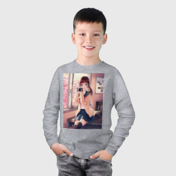 Лонгслив хлопковый детский Фотограф-тян, цвет: меланж — фото 2