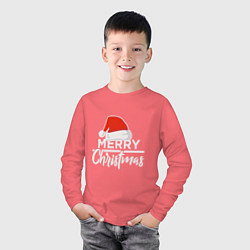 Лонгслив хлопковый детский Merry Christmas, цвет: коралловый — фото 2