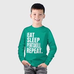 Лонгслив хлопковый детский EAT SLEEP PENTAKILL REPEAT, цвет: зеленый — фото 2