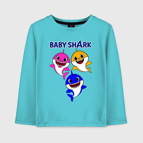 Детский лонгслив Baby Shark / Бирюзовый – фото 1