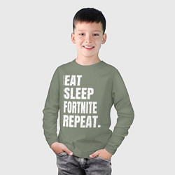 Лонгслив хлопковый детский EAT SLEEP FORTNITE REPEAT, цвет: авокадо — фото 2