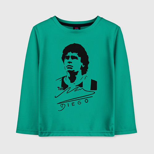 Детский лонгслив Diego Maradona / Зеленый – фото 1
