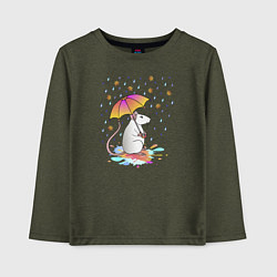 Детский лонгслив Крыса под зонтиком