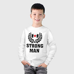 Лонгслив хлопковый детский Strong man, цвет: белый — фото 2