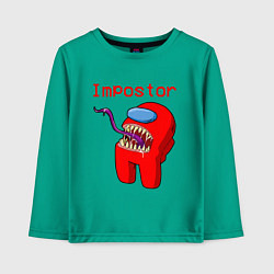 Лонгслив хлопковый детский AMONG US - IMPOSTOR, цвет: зеленый