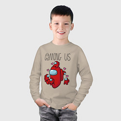 Лонгслив хлопковый детский Among Us love baby, цвет: миндальный — фото 2