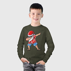 Лонгслив хлопковый детский Santa Dab, цвет: меланж-хаки — фото 2