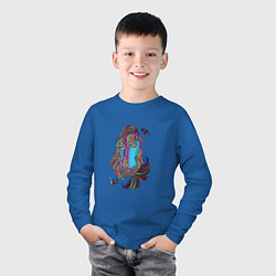 Лонгслив хлопковый детский Русалка, цвет: синий — фото 2