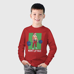 Лонгслив хлопковый детский Merry Liftmas, цвет: красный — фото 2