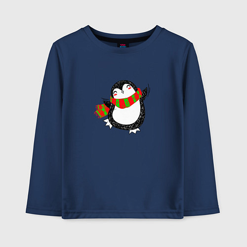 Детский лонгслив ПИНГВИНЁНОК парная / Тёмно-синий – фото 1