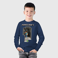 Лонгслив хлопковый детский Minecraft, цвет: тёмно-синий — фото 2