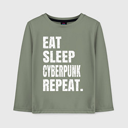 Детский лонгслив EAT SLEEP CYBERPUNK REPEAT