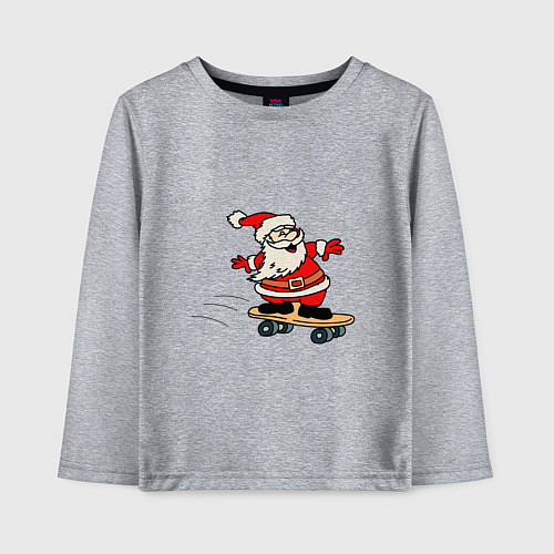 Детский лонгслив Санта на скейтборде / Меланж – фото 1