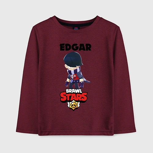 Детский лонгслив BRAWL STARS EDGAR / Меланж-бордовый – фото 1