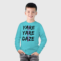 Лонгслив хлопковый детский YARE YARE DAZE, цвет: бирюзовый — фото 2