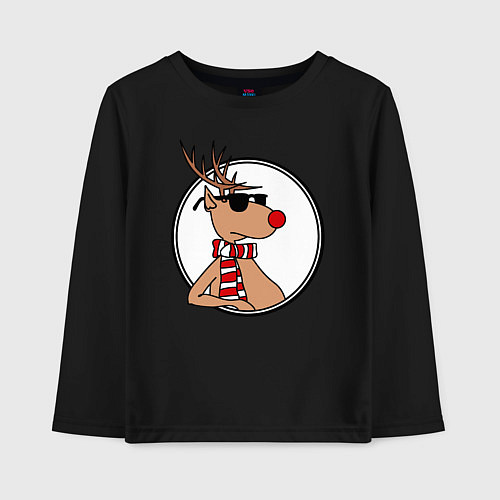 Детский лонгслив Олень Хипстер / Черный – фото 1