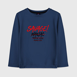 Лонгслив хлопковый детский SAVAGE !, цвет: тёмно-синий