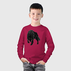 Лонгслив хлопковый детский Черный Волк, цвет: маджента — фото 2