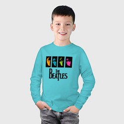 Лонгслив хлопковый детский Всемирный день The Beatles, цвет: бирюзовый — фото 2
