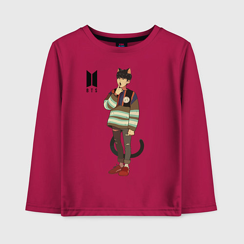 Детский лонгслив BTS Cat / Маджента – фото 1
