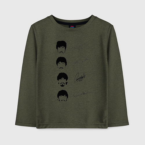 Детский лонгслив The Beatles автографы / Меланж-хаки – фото 1