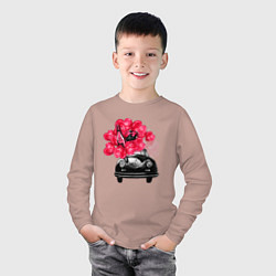 Лонгслив хлопковый детский Машина мечты, цвет: пыльно-розовый — фото 2