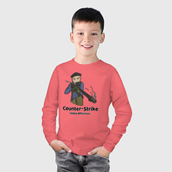 Лонгслив хлопковый детский CS GO Снайпер, цвет: коралловый — фото 2
