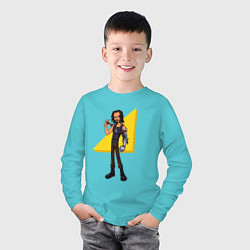 Лонгслив хлопковый детский Джонни Сильверхенд, цвет: бирюзовый — фото 2