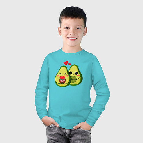 Детский лонгслив Семья авокадо / Бирюзовый – фото 3
