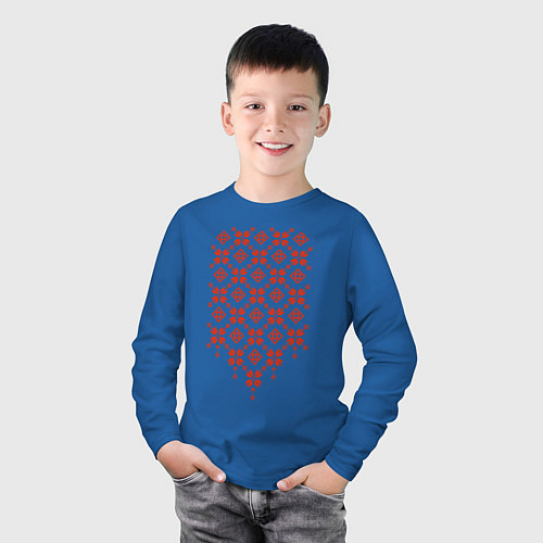 Детский лонгслив Белорусская вышиванка / Синий – фото 3