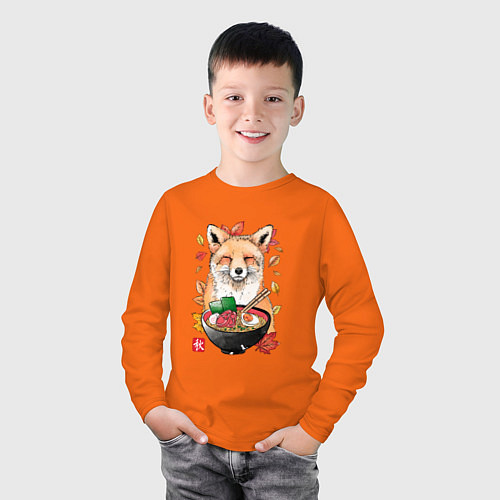 Детский лонгслив Лиса / Оранжевый – фото 3