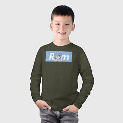 Лонгслив хлопковый детский Рем, цвет: меланж-хаки — фото 2