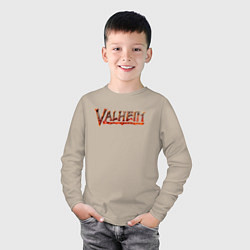Лонгслив хлопковый детский Valheim огненный лого, цвет: миндальный — фото 2