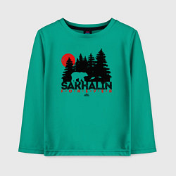 Лонгслив хлопковый детский Sakhalin forever, цвет: зеленый