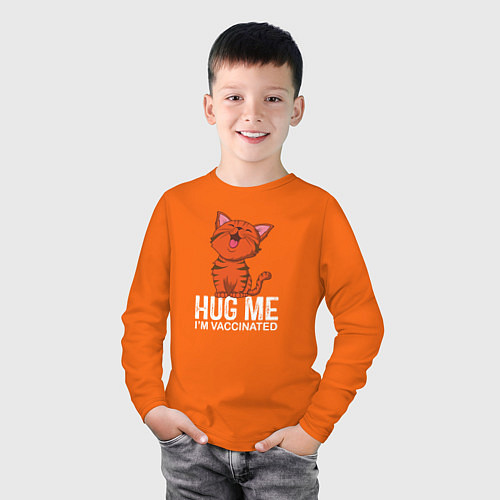 Детский лонгслив Hug Me Im Vaccinated / Оранжевый – фото 3