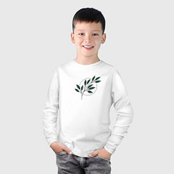 Лонгслив хлопковый детский Leaves, цвет: белый — фото 2