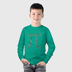 Лонгслив хлопковый детский Число пи, цвет: зеленый — фото 2