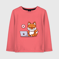 Лонгслив хлопковый детский Cute fox and laptop, цвет: коралловый