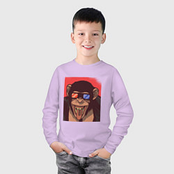 Лонгслив хлопковый детский Обезьяна в 3D очках, цвет: лаванда — фото 2