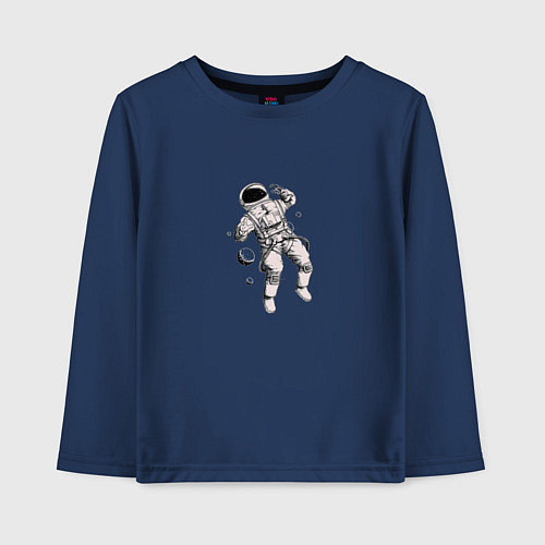 Детский лонгслив Космонавт / Тёмно-синий – фото 1