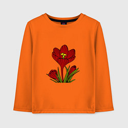 Лонгслив хлопковый детский Красные тюльпаны, цвет: оранжевый