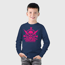 Лонгслив хлопковый детский Corsair, цвет: тёмно-синий — фото 2