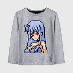 Лонгслив хлопковый детский Pixel art anime girl, цвет: меланж