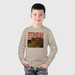 Лонгслив хлопковый детский Стимпанк Дино Steampunk T-Rex Z, цвет: миндальный — фото 2