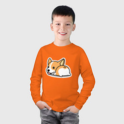 Лонгслив хлопковый детский Корги повёрнутый попкой, цвет: оранжевый — фото 2