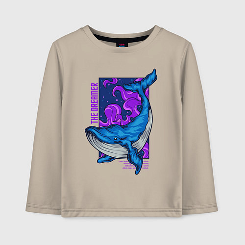 Детский лонгслив Кит The dreamer / Миндальный – фото 1