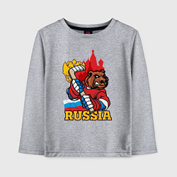 Лонгслив хлопковый детский Хоккей Россия, цвет: меланж