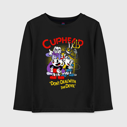 Детский лонгслив Cuphead, главные герои / Черный – фото 1